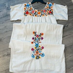 Mexican Embroidered Floral Long Dress